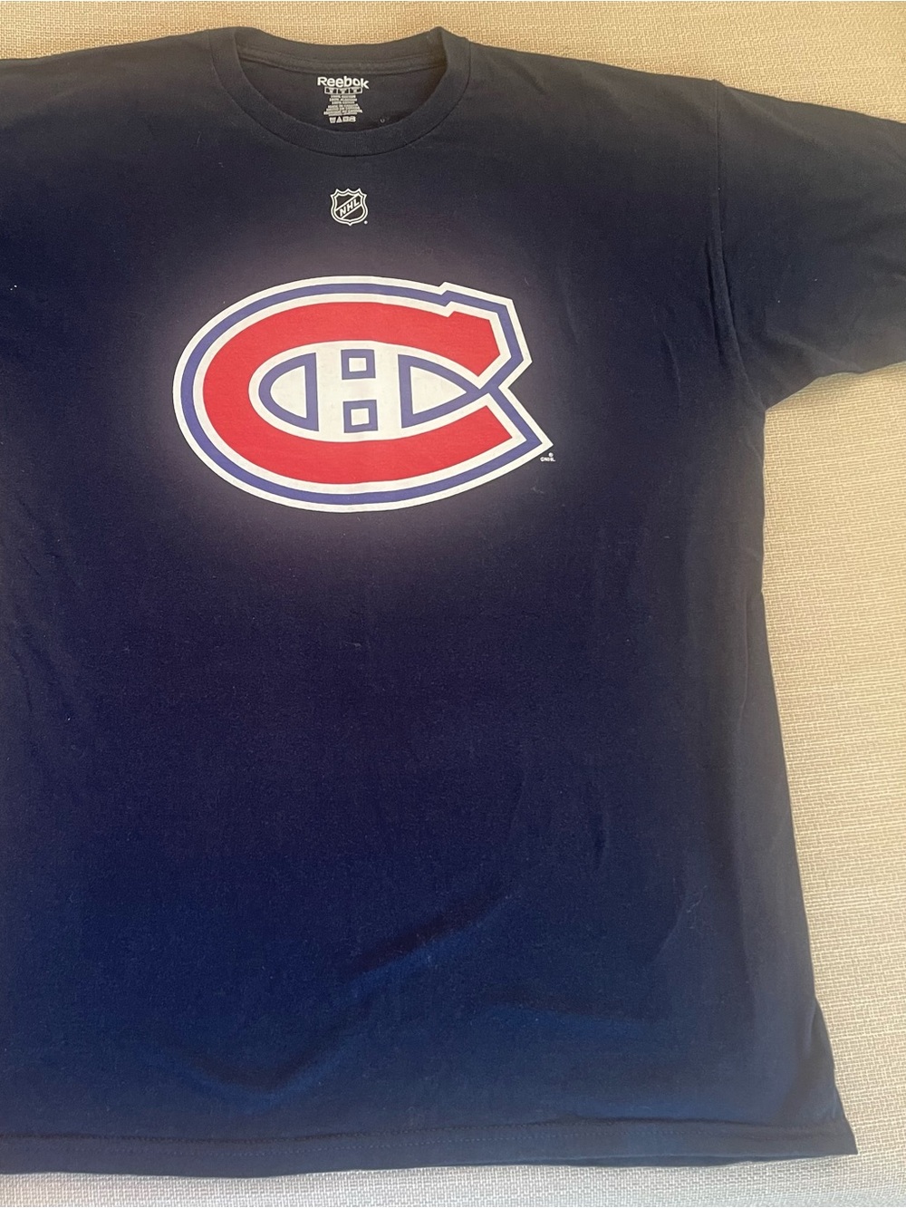 Reebok Navy Montreal Canadiens Logo Tee with Red & White Crest